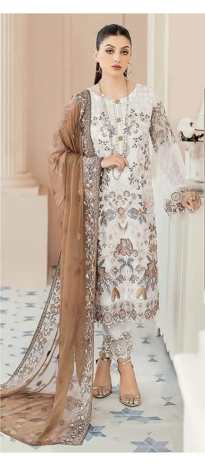 DS SF 123 Brown Georgette Salwar Suit Perfect for Wedding, Party, Family Gatherings, Lohri, Mehendi – . Now at just ₹1949. Delivery 4-6 Working Days. | Jump Suits, Straight Suits, Tops & Bottoms, Track Suits, Trendy Wear, Casual Suits, Creative suits, Designer Suits, Palazzo Suits, Party Wear Suits, Patiala Suits, Salwar suit