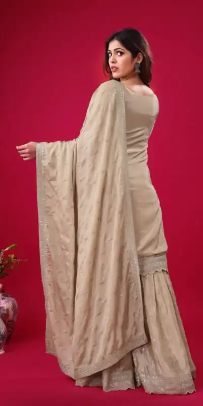 ZF 5006 Cream Color Chinon Silk Sequence Work Salwar Suit Casual, Wedding, Festive, Events . Expected Delivery  4-6 Working Days @2149/- only      | Designer Suits, Jump Suits, Casual Suits, Creative suits, Palazzo Suits, Party Wear Suits, Patiala Suits, Salwar suit, Straight Suits