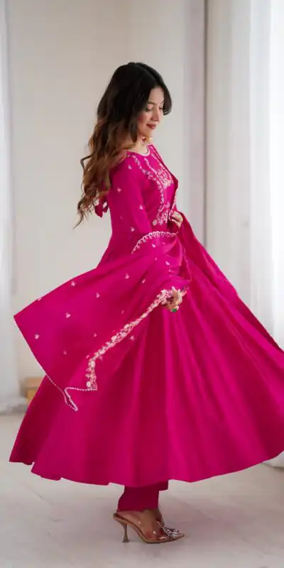 KB 289 Dark Pink with Bead Work & Embroidery Work Roman Chanderi Silk Salwar Suit . Special Price ₹2399. Delivery 4-6 Working Days. Shop now. | Jump Suits, Tops & Bottoms, Track Suits, Trendy Wear, Casual Suits, Creative suits, Designer Suits, Palazzo Suits, Party Wear Suits, Patiala Suits, Salwar suit, Straight Suits