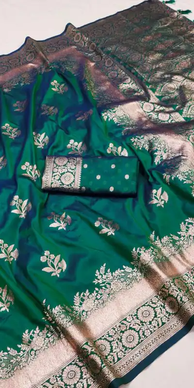 MB 39 Green Color Banarasi Silk Saree with Lace Work & Zari Work. Grab it for ₹1999. Delivery 4-6 Working Days. Shop now. | Bollywood Sarees, Creative Sarees, Designer Sarees, Embroidered Sarees, Ethnic Saree, Modern Digital sarees, Party Wear Sarees, Sarees