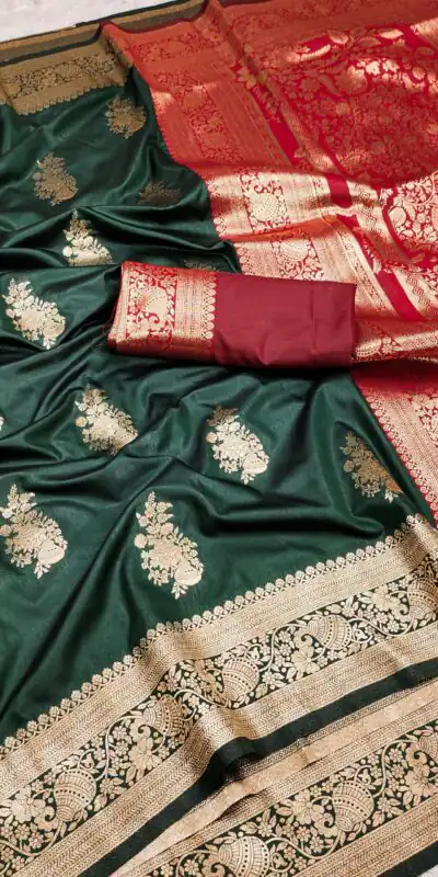 MB 1027 Green in Banarasi Silk Zari Work & Lace Work Saree . Available at ₹1999 only. Delivery 4-6 Working Days. Shop now. | Bollywood Sarees, Creative Sarees, Designer Sarees, Embroidered Sarees, Ethnic Saree, Modern Digital sarees, Party Wear Sarees, Sarees