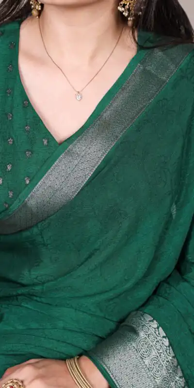 YNF 7916 Green Chinon Saree with Zari Work. Wedding, Party, Festive, Events Festive Deal ₹1699. Delivery 4-6 Working Days. Shop now. | Bollywood Sarees, Creative Sarees, Designer Sarees, Embroidered Sarees, Ethnic Saree, Modern Digital sarees, Party Wear Sarees, Sarees