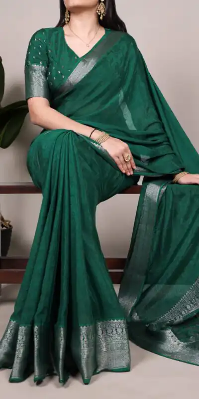 YNF 7916 Green Chinon Saree with Zari Work. Wedding, Party, Festive, Events Festive Deal ₹1699. Delivery 4-6 Working Days. Shop now. | Bollywood Sarees, Creative Sarees, Designer Sarees, Embroidered Sarees, Ethnic Saree, Modern Digital sarees, Party Wear Sarees, Sarees