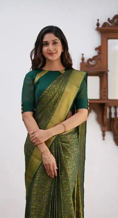 KPR 168 Green in Soft Lichi Silk Lace Border & Lace Work Saree . Available at ₹1299 only. Delivery 4-6 Working Days. Shop now. | Bollywood Sarees, Creative Sarees, Designer Sarees, Embroidered Sarees, Ethnic Saree, Modern Digital sarees, Party Wear Sarees, Sarees