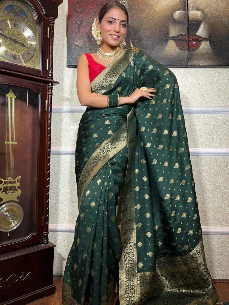 KPR 210 Green Soft Lichi Silk Saree with Lace Work & Lace Border. Special Price ₹1399. Delivery 4-6 Working Days. Shop now. | Bollywood Sarees, Creative Sarees, Designer Sarees, Embroidered Sarees, Ethnic Saree, Modern Digital sarees, Party Wear Sarees, Sarees