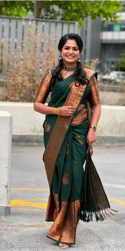 KPR 145 Green Soft Lichi Silk Jacquard Work All Over Saree for Wedding, Party, Family Gatherings,, Pongal Introductory Price ₹1299. Delivery 4-6 Worki | Bollywood Sarees, Creative Sarees, Designer Sarees, Embroidered Sarees, Ethnic Saree, Modern Digital sarees, Party Wear Sarees, Sarees