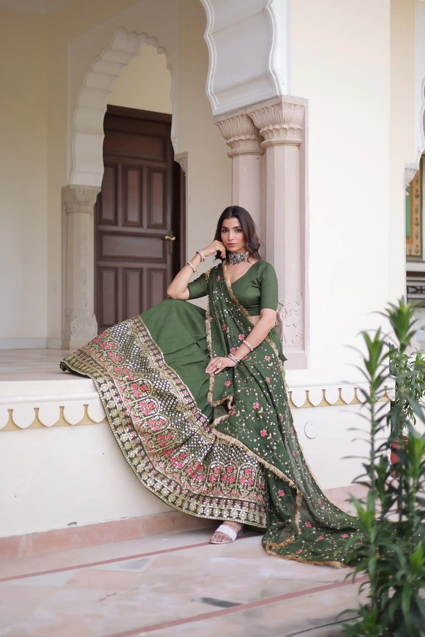 KA 5051 Green in Vichitra Silk Embroidery Work & Sequins Work Lehenga Choli . Now at just ₹2499. Delivery 4-6 Working Days. Shop now. | Bollywood Lehenga, Creative Lehenga, Designer Lehenga, Embroidered Lehenga, Lehenga, Party Wear Lehenga