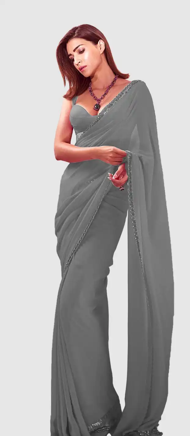 JR 617 Grey Color Georgette Embroidery Deual Sequence Saree Casual, Wedding, Festive, Events Expected Delivery  4-6 Working Days @1649/- | Bollywood Sarees, Creative Sarees, Designer Sarees, Embroidered Sarees, Ethnic Saree, Modern Digital sarees, Party Wear Sarees, Sarees