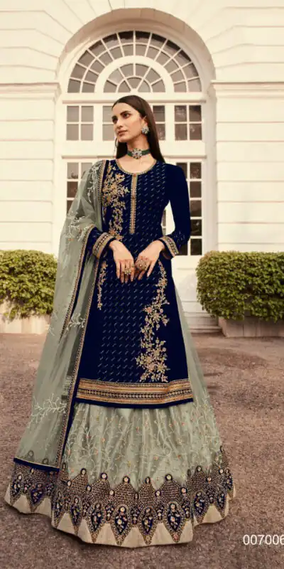 DS LT 7006 Grey in Georgette Embroidery Work & Stone Work Lehenga Choli . Festive Deal ₹2549. Delivery 4-6 Working Days. Shop now. | Bollywood Lehenga, Creative Lehenga, Designer Lehenga, Embroidered Lehenga, Lehenga, Party Wear Lehenga