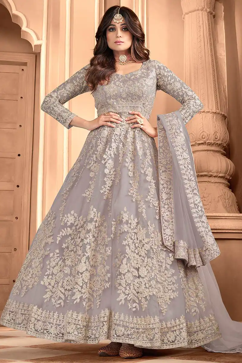 FC 8356 Grey in Color Heavy Net Embroidery Work Salwar Suit . Wedding, Party, Festive, Events, Special Price ₹3199. Delivery 4-6 Working Days. Shop now. | Jump Suits, Straight Suits, Tops & Bottoms, Track Suits, Trendy Wear, Casual Suits, Creative suits, Designer Suits, Palazzo Suits, Party Wear Suits, Patiala Suits, Salwar suit