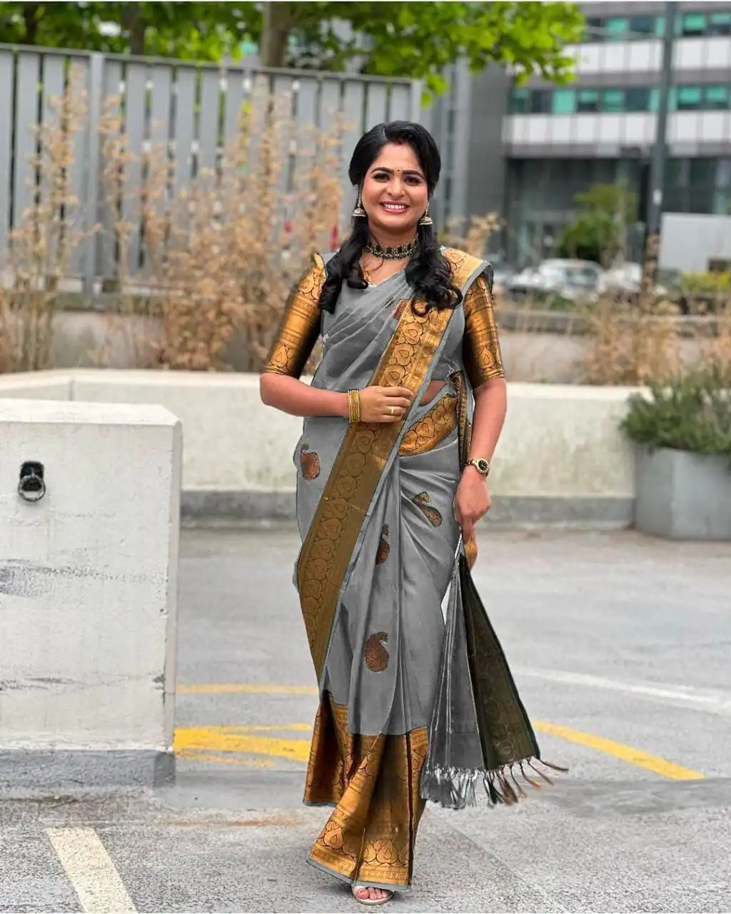 KPR 145 Grey Soft Lichi Silk Jacquard Work All Over Saree for Wedding, Party, Family Gatherings,, Pongal Introductory Price ₹1299. Delivery 4-6 Worki | Bollywood Sarees, Creative Sarees, Designer Sarees, Embroidered Sarees, Ethnic Saree, Modern Digital sarees, Party Wear Sarees, Sarees