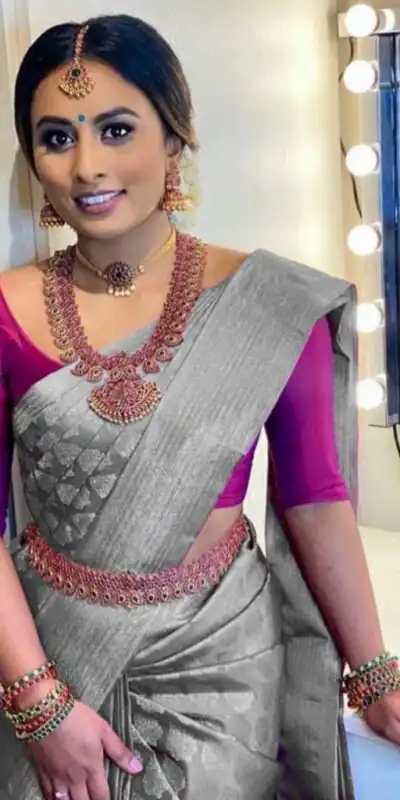 LKP 4067 Grey in Soft Lichi Silk.ace Work & Lace Border Saree Exclusive Offer ₹1299. Delivery 4-6 Working Days. Shop now. | Bollywood Sarees, Creative Sarees, Designer Sarees, Embroidered Sarees, Ethnic Saree, Modern Digital sarees, Party Wear Sarees, Sarees