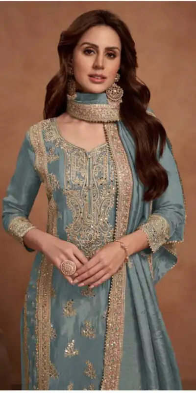 FC 1125 Grey Vichitra Salwar Suit with Embroidery Work & Lace Work. Available at ₹3049 only. Delivery 4-6 Working Days. Shop now. | Jump Suits, Straight Suits, Tops & Bottoms, Track Suits, Trendy Wear, Casual Suits, Creative suits, Designer Suits, Palazzo Suits, Party Wear Suits, Patiala Suits, Salwar suit