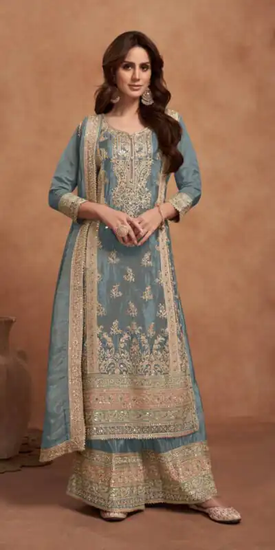 FC 1125 Grey Vichitra Salwar Suit with Embroidery Work & Lace Work. Available at ₹3049 only. Delivery 4-6 Working Days. Shop now. | Jump Suits, Straight Suits, Tops & Bottoms, Track Suits, Trendy Wear, Casual Suits, Creative suits, Designer Suits, Palazzo Suits, Party Wear Suits, Patiala Suits, Salwar suit
