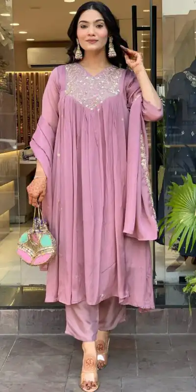 MF 819 Lavender Color Cotton Silk Salwar Suit with Mirror Work. Affordable Price ₹1699. Delivery 4-6 Working Days. Shop now. | Jump Suits, Casual Suits, Creative suits, Designer Suits, Palazzo Suits, Party Wear Suits, Patiala Suits, Salwar suit, Straight Suits