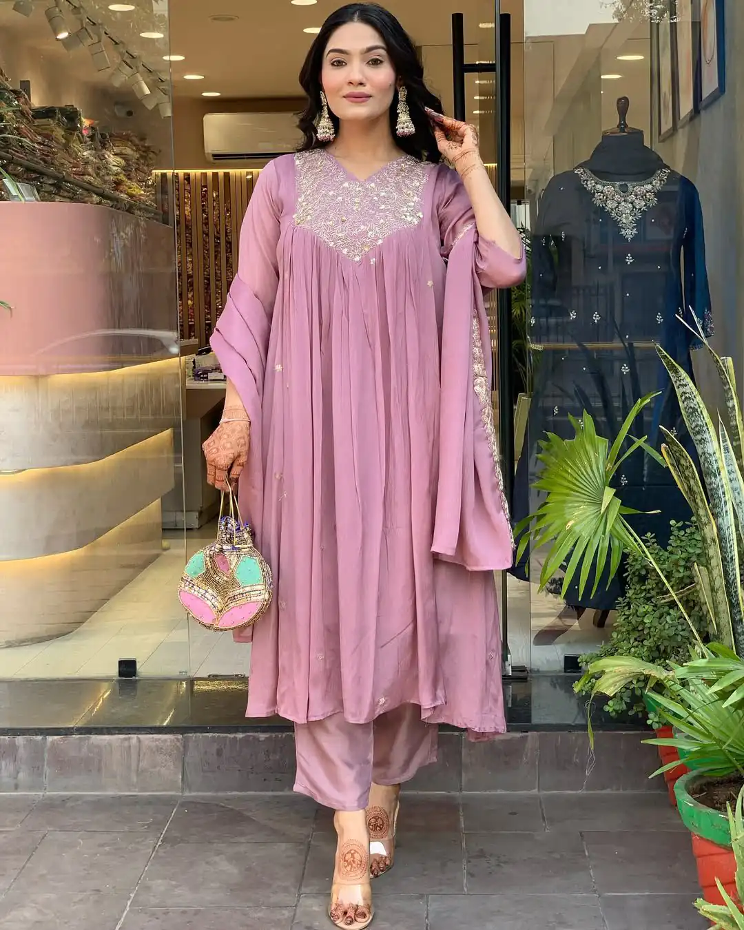 MF 819 Lavender Color Cotton Silk Salwar Suit with Mirror Work. Affordable Price ₹1699. Delivery 4-6 Working Days. Shop now. | Jump Suits, Casual Suits, Creative suits, Designer Suits, Palazzo Suits, Party Wear Suits, Patiala Suits, Salwar suit, Straight Suits
