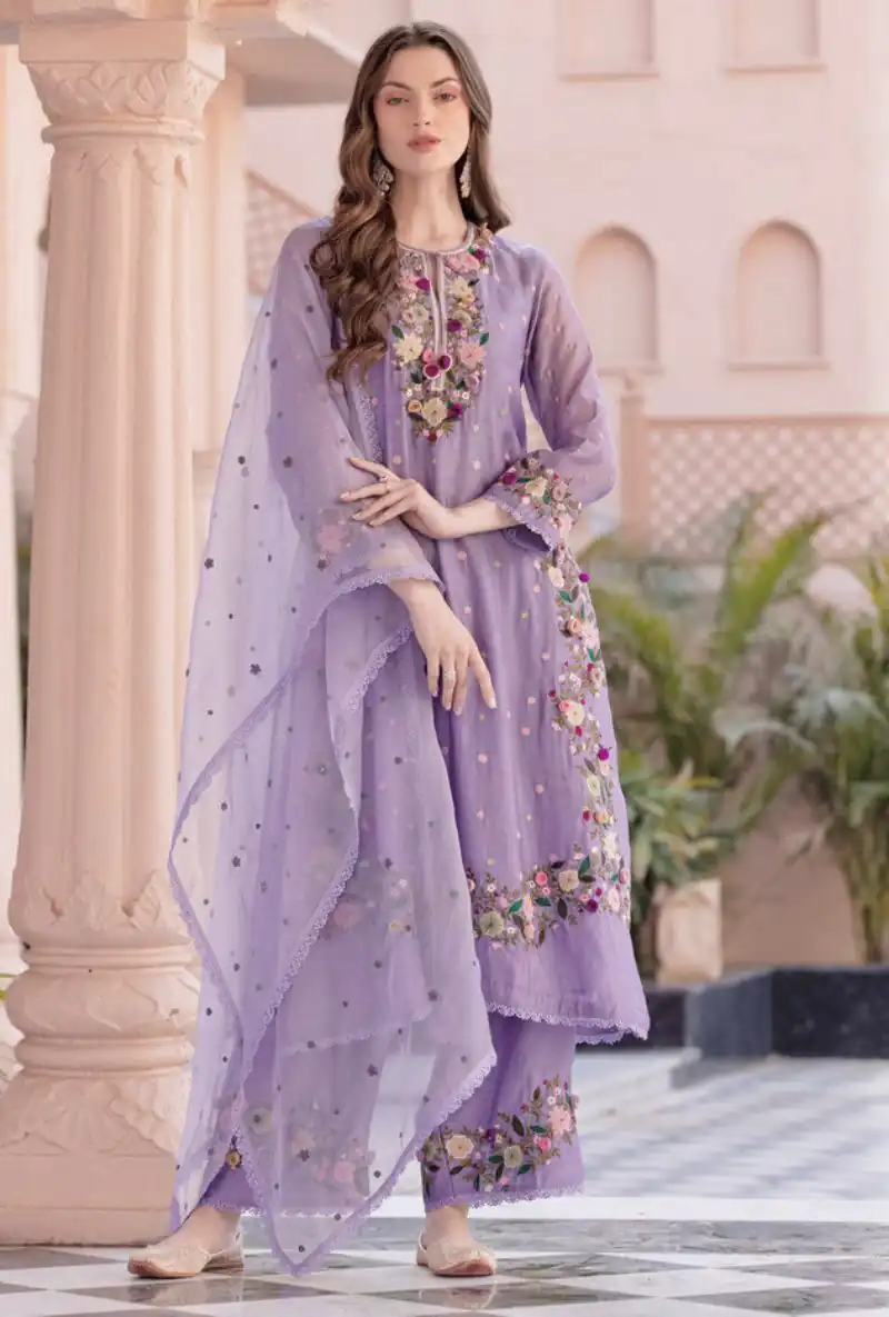 NSR 862 Lavender Faux Georgette Slawar Suit with Embroidery Work & Lace Work. Introductory Price ₹2149. Delivery 4-6 Working Days. Shop now. | Jump Suits, Tops & Bottoms, Track Suits, Trendy Wear, Casual Suits, Creative suits, Designer Suits, Palazzo Suits, Party Wear Suits, Patiala Suits, Salwar suit, Straight Suits