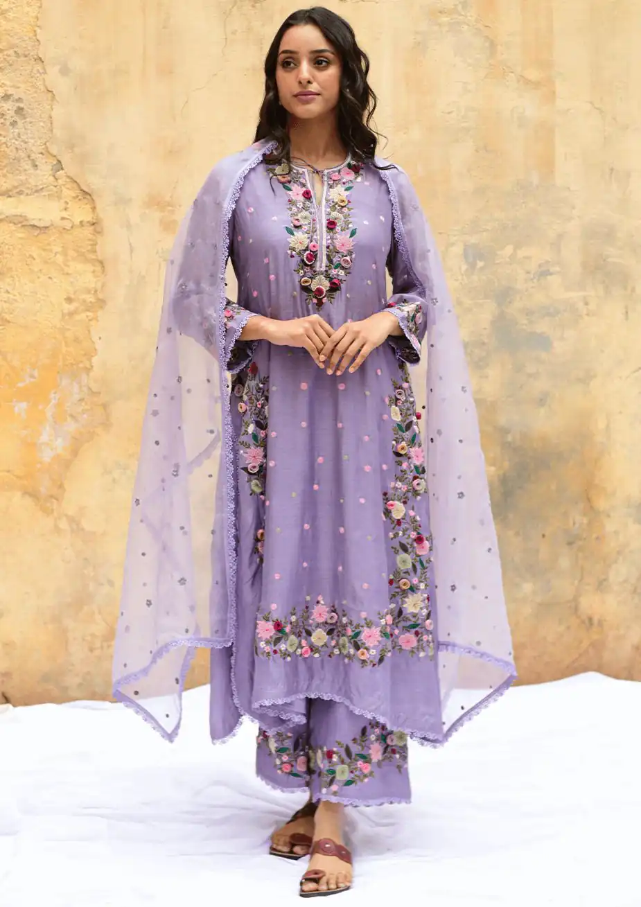 NSR 862 Lavender Faux Georgette Slawar Suit with Embroidery Work & Lace Work. Introductory Price ₹2149. Delivery 4-6 Working Days. Shop now. | Jump Suits, Tops & Bottoms, Track Suits, Trendy Wear, Casual Suits, Creative suits, Designer Suits, Palazzo Suits, Party Wear Suits, Patiala Suits, Salwar suit, Straight Suits