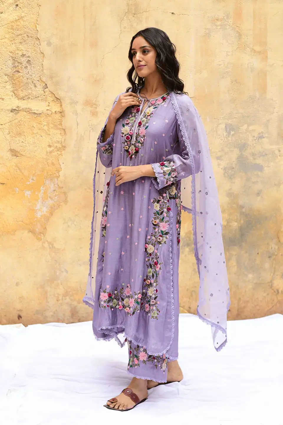 NSR 862 Lavender Faux Georgette Slawar Suit with Embroidery Work & Lace Work. Introductory Price ₹2149. Delivery 4-6 Working Days. Shop now. | Jump Suits, Tops & Bottoms, Track Suits, Trendy Wear, Casual Suits, Creative suits, Designer Suits, Palazzo Suits, Party Wear Suits, Patiala Suits, Salwar suit, Straight Suits