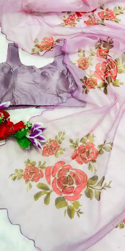 BT 412 Lavender TB Organza Saree with Digital Print. Wedding, Party, Festive, Events, Navratri , Special Price ₹1649. Delivery 4-6 Working Days. Shop now. | Bollywood Sarees, Creative Sarees, Designer Sarees, Embroidered Sarees, Ethnic Saree, Modern Digital sarees, Party Wear Sarees, Sarees