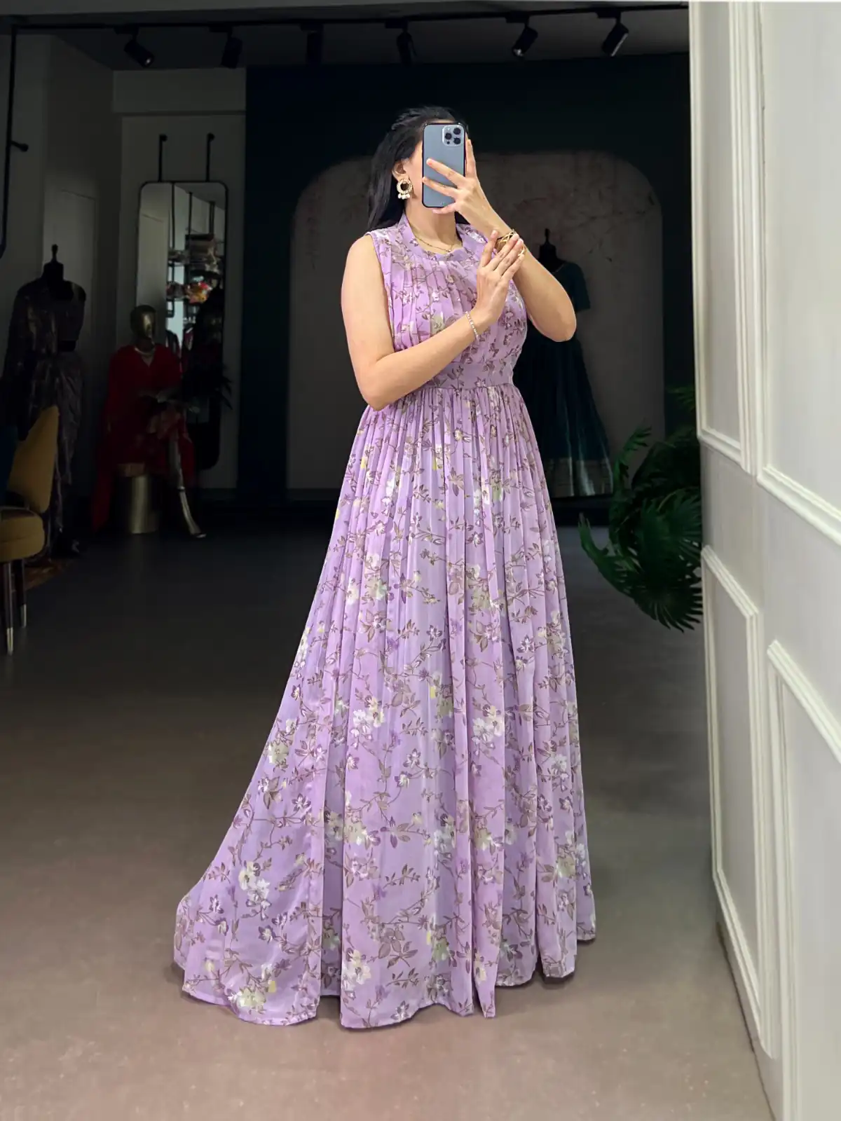 YNF 5200 Lavender Color Weightless Marbal Gown with Designer Work. Available at ₹1649 only. Delivery 4-6 Working Days. Shop now. | Bollywood Gowns, Creative Gowns, Designer Gowns, Embroidered Gowns, Gowns, Party Wear Gowns