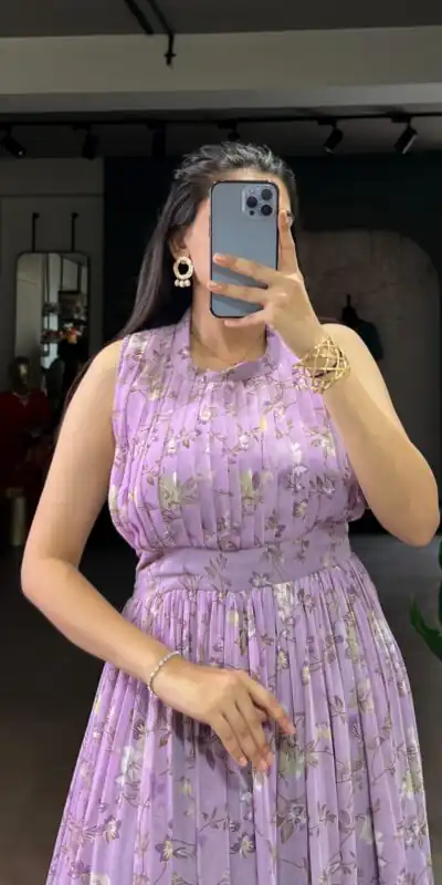 YNF 5200 Lavender Color Weightless Marbal Gown with Designer Work. Available at ₹1649 only. Delivery 4-6 Working Days. Shop now. | Bollywood Gowns, Creative Gowns, Designer Gowns, Embroidered Gowns, Gowns, Party Wear Gowns