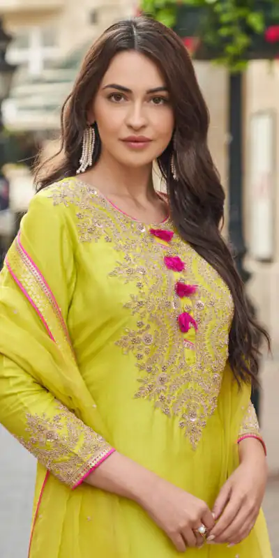 FC Sayuuri 5595 Lime Yellow Georgette Salwar Suit with Embroidery Work & Lace Work. Special Price ₹3149. Delivery 4-6 Working Days. Shop now. | Jump Suits, Straight Suits, Tops & Bottoms, Track Suits, Trendy Wear, Casual Suits, Creative suits, Designer Suits, Palazzo Suits, Party Wear Suits, Patiala Suits, Salwar suit