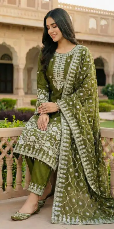 SRK 5320 Mahendi in Organza Silk Embroidery Work & Lace Work Salwar Suit . Available at ₹2399 only. Delivery 4-6 Working Days. Shop now. | Jump Suits, Straight Suits, Tops & Bottoms, Track Suits, Trendy Wear, Casual Suits, Creative suits, Designer Suits, Palazzo Suits, Party Wear Suits, Patiala Suits, Salwar suit