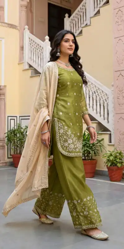 KD 1549 Mahendi Sequence Work Organza Silk Salwar Suit with Designer Work. Affordable Price ₹2149. Delivery 4-6 Working Days. Shop now. | Jump Suits, Straight Suits, Tops & Bottoms, Track Suits, Trendy Wear, Casual Suits, Creative suits, Designer Suits, Palazzo Suits, Party Wear Suits, Patiala Suits, Salwar suit