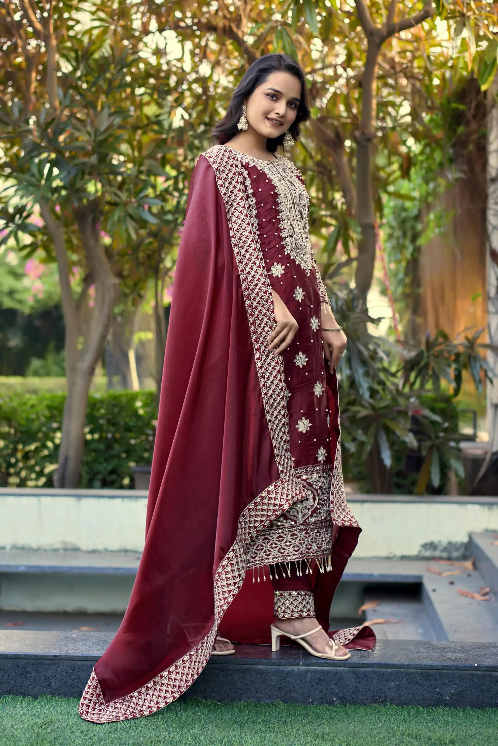 SR 1698 Maroon in Color Organza Silk Embroidery Work Salwar Suit . Festive Deal ₹2499. Delivery 4-6 Working Days. Shop now. | Jump Suits, Straight Suits, Tops & Bottoms, Track Suits, Trendy Wear, Casual Suits, Creative suits, Designer Suits, Palazzo Suits, Party Wear Suits, Patiala Suits, Salwar suit