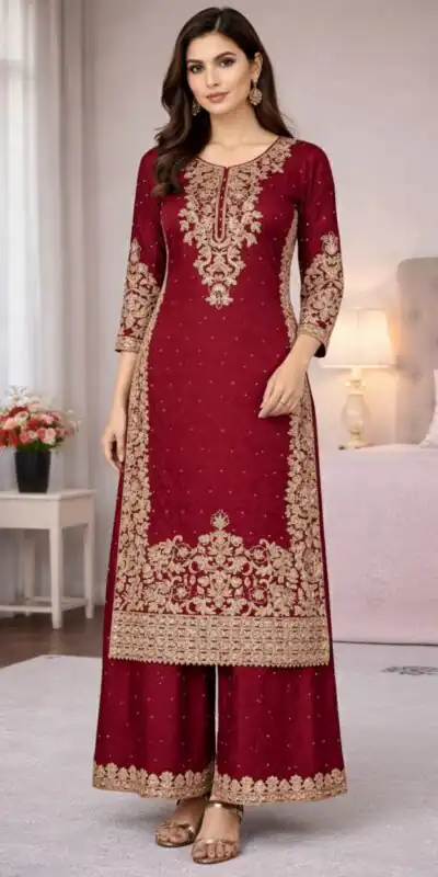 SSR 535 Maroon in Organza Silk Embroidery Work Salwar Suit . Available at ₹2399 only. Delivery 4-6 Working Days. Shop now. | Jump Suits, Straight Suits, Tops & Bottoms, Track Suits, Trendy Wear, Casual Suits, Creative suits, Designer Suits, Palazzo Suits, Party Wear Suits, Patiala Suits, Salwar suit