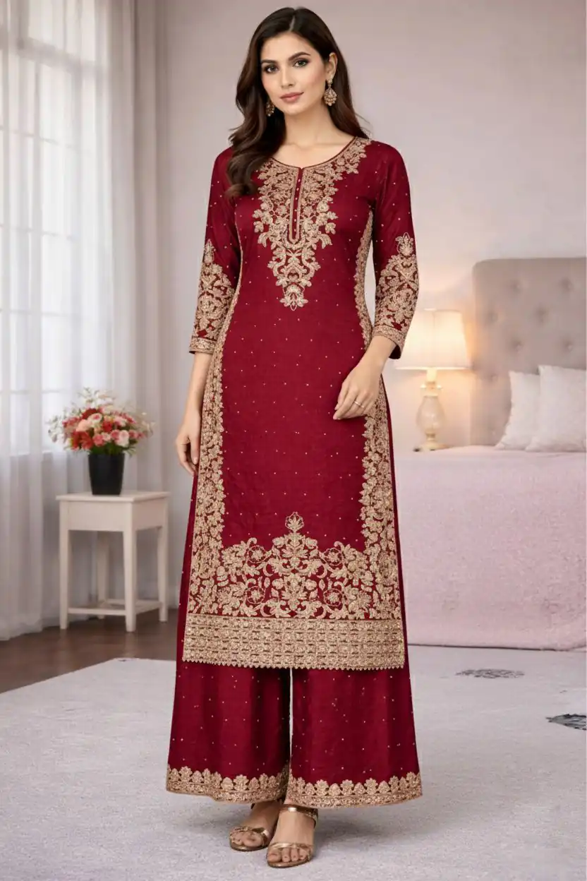 SSR 535 Maroon in Organza Silk Embroidery Work Salwar Suit . Available at ₹2399 only. Delivery 4-6 Working Days. Shop now. | Jump Suits, Straight Suits, Tops & Bottoms, Track Suits, Trendy Wear, Casual Suits, Creative suits, Designer Suits, Palazzo Suits, Party Wear Suits, Patiala Suits, Salwar suit