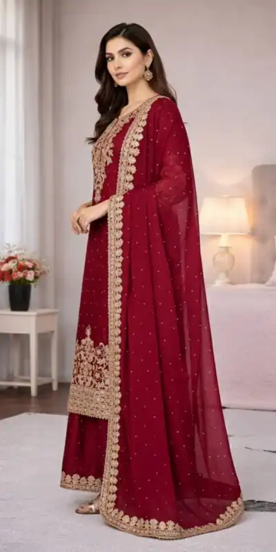 SSR 535 Maroon in Organza Silk Embroidery Work Salwar Suit . Available at ₹2399 only. Delivery 4-6 Working Days. Shop now. | Jump Suits, Straight Suits, Tops & Bottoms, Track Suits, Trendy Wear, Casual Suits, Creative suits, Designer Suits, Palazzo Suits, Party Wear Suits, Patiala Suits, Salwar suit