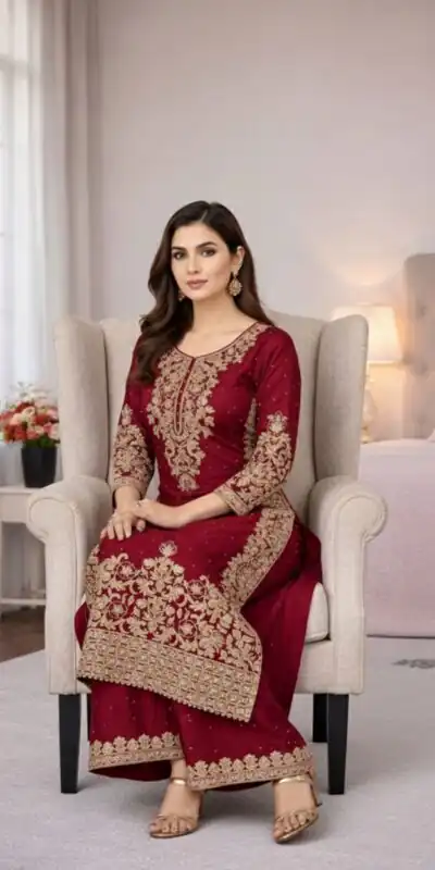 SSR 535 Maroon in Organza Silk Embroidery Work Salwar Suit . Available at ₹2399 only. Delivery 4-6 Working Days. Shop now. | Jump Suits, Straight Suits, Tops & Bottoms, Track Suits, Trendy Wear, Casual Suits, Creative suits, Designer Suits, Palazzo Suits, Party Wear Suits, Patiala Suits, Salwar suit