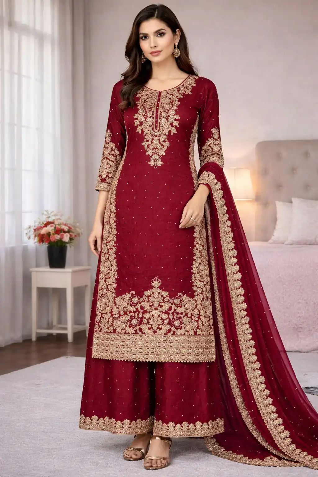SSR 535 Maroon in Organza Silk Embroidery Work Salwar Suit . Available at ₹2399 only. Delivery 4-6 Working Days. Shop now. | Jump Suits, Straight Suits, Tops & Bottoms, Track Suits, Trendy Wear, Casual Suits, Creative suits, Designer Suits, Palazzo Suits, Party Wear Suits, Patiala Suits, Salwar suit