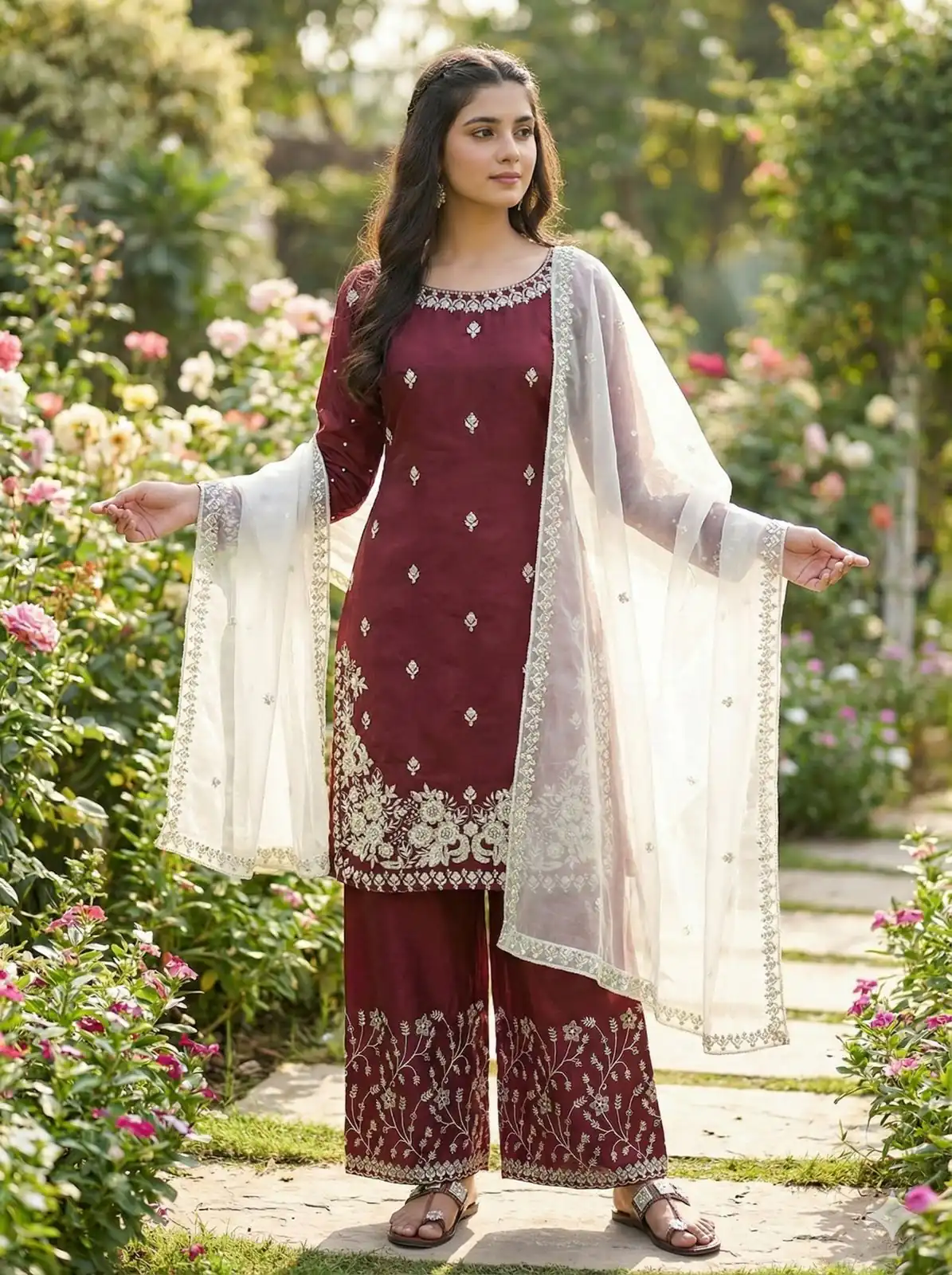 Maroon Organza Silk Salwar Suit ZSR 3157 Maroon with Lace Work & Embroidery Work. Introductory Price ₹2149. Delivery 4-6 Working Days. Shop now. | Jump Suits, Straight Suits, Tops & Bottoms, Track Suits, Trendy Wear, Casual Suits, Creative suits, Designer Suits, Palazzo Suits, Party Wear Suits, Patiala Suits, Salwar suit