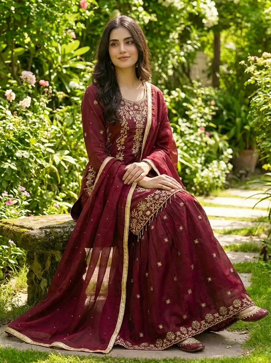 NSR 882 Maroon Organza Silk Salwar Suit Perfect for Wedding, Party, Durga Puja, Bridal Wear, Pooja – . Special Price ₹2099. Delivery 4-6 Working Days | Jump Suits, Straight Suits, Tops & Bottoms, Track Suits, Trendy Wear, Casual Suits, Creative suits, Designer Suits, Palazzo Suits, Party Wear Suits, Patiala Suits, Salwar suit