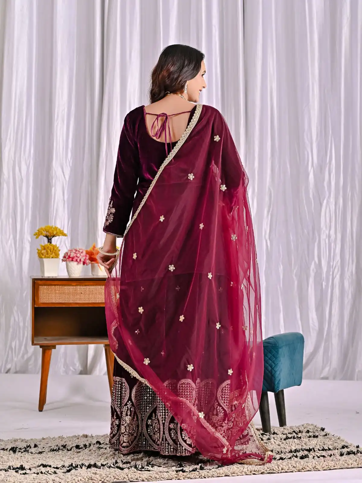 ND 5054 Maroon Embroidery Work Salwar Suit in Maroon Viscous Velvet. Available at ₹2449 only. Delivery 4-6 Working Days. Shop now. | Designer Suits, Jump Suits, Tops & Bottoms, Track Suits, Trendy Wear, Casual Suits, Creative suits, Palazzo Suits, Party Wear Suits, Patiala Suits, Salwar suit, Straight Suits