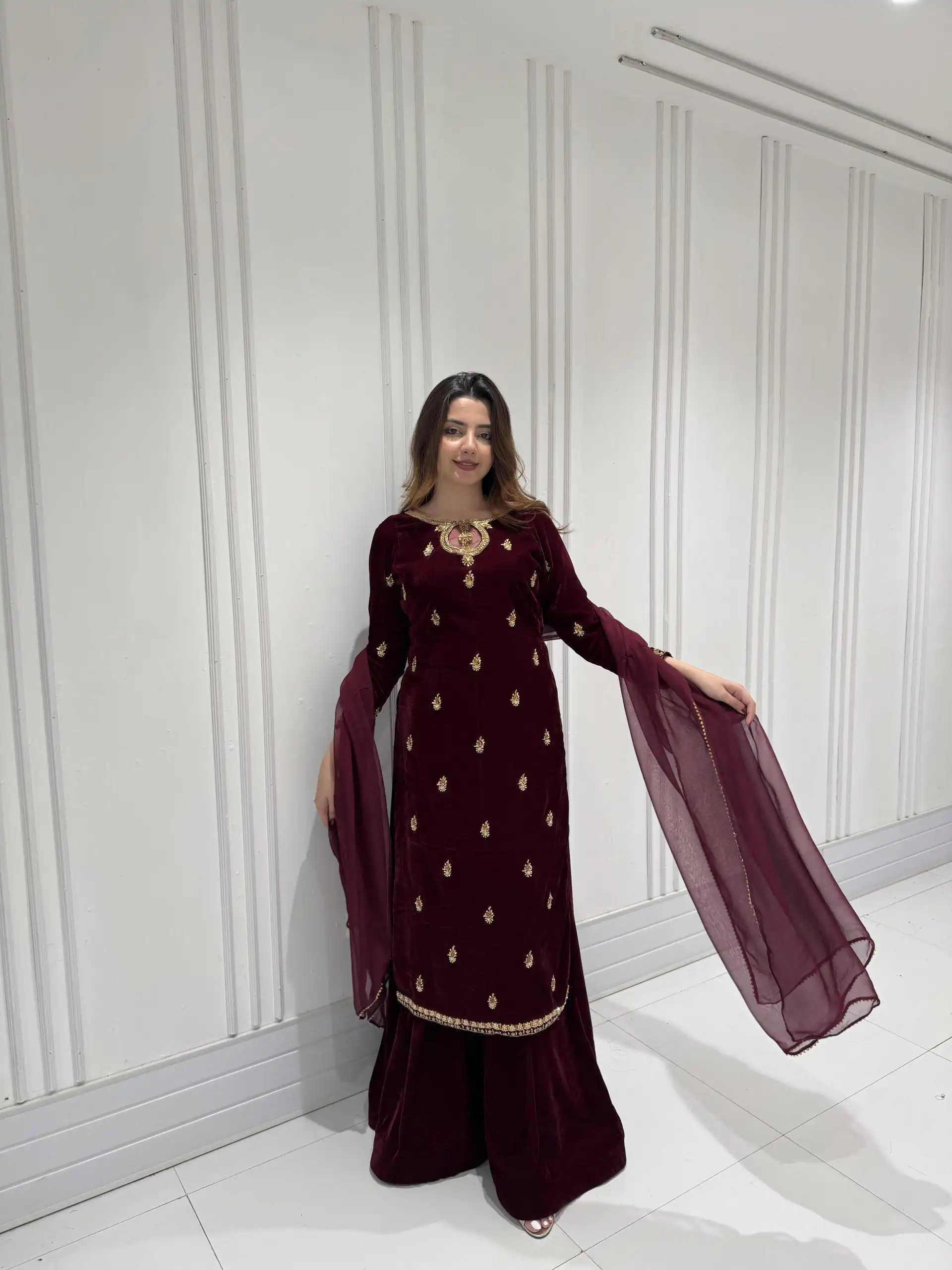 LG 2033 Maroon Color Velvet Embroidery Work Salwar Suit . Wedding, Party, Festive, Events, Available at ₹1949 only. Delivery 4-6 Working Days. Shop now. | Designer Suits, Jump Suits, Tops & Bottoms, Track Suits, Trendy Wear, Casual Suits, Creative suits, Palazzo Suits, Party Wear Suits, Patiala Suits, Salwar suit, Straight Suits