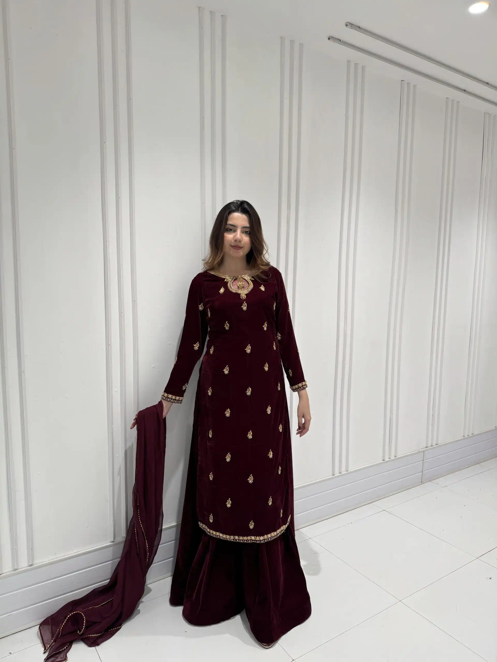 LG 2033 Maroon Color Velvet Embroidery Work Salwar Suit . Wedding, Party, Festive, Events, Available at ₹1949 only. Delivery 4-6 Working Days. Shop now. | Designer Suits, Jump Suits, Tops & Bottoms, Track Suits, Trendy Wear, Casual Suits, Creative suits, Palazzo Suits, Party Wear Suits, Patiala Suits, Salwar suit, Straight Suits