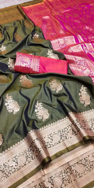 MB 1027 Mehendi in Banarasi Silk Zari Work & Lace Work Saree . Available at ₹1999 only. Delivery 4-6 Working Days. Shop now. | Bollywood Sarees, Creative Sarees, Designer Sarees, Embroidered Sarees, Ethnic Saree, Modern Digital sarees, Party Wear Sarees, Sarees