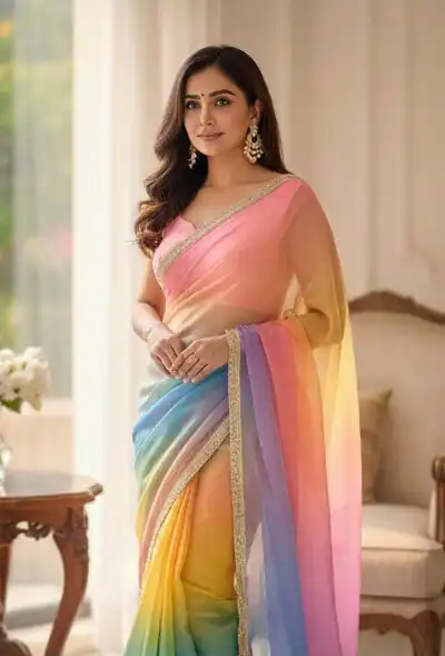 BT 416 Multi Organza Saree with Embroidery Work & Digital Print. Special Price ₹1599. Delivery 4-6 Working Days. Shop now. | Bollywood Sarees, Creative Sarees, Designer Sarees, Embroidered Sarees, Ethnic Saree, Modern Digital sarees, Party Wear Sarees, Sarees