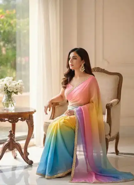 BT 416 Multi Organza Saree with Embroidery Work & Digital Print. Special Price ₹1599. Delivery 4-6 Working Days. Shop now. | Bollywood Sarees, Creative Sarees, Designer Sarees, Embroidered Sarees, Ethnic Saree, Modern Digital sarees, Party Wear Sarees, Sarees