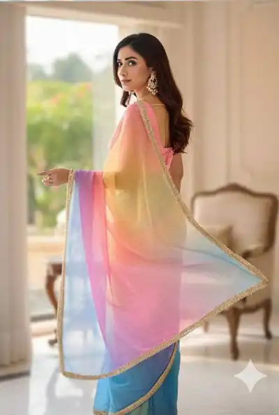 BT 416 Multi Organza Saree with Embroidery Work & Digital Print. Special Price ₹1599. Delivery 4-6 Working Days. Shop now. | Bollywood Sarees, Creative Sarees, Designer Sarees, Embroidered Sarees, Ethnic Saree, Modern Digital sarees, Party Wear Sarees, Sarees