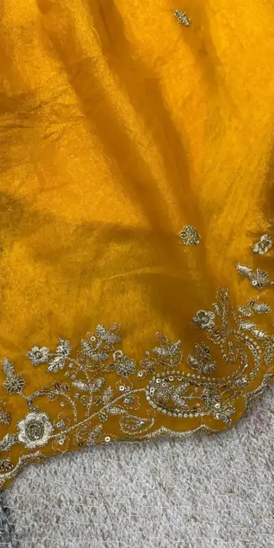 BT 3151 Mustered Fandy Satin Silk Saree with Sequins Work & Embroidery Work. Get it for ₹1949. Delivery 4-6 Working Days. Shop now. | Bollywood Sarees, Creative Sarees, Designer Sarees, Embroidered Sarees, Ethnic Saree, Modern Digital sarees, Party Wear Sarees, Sarees