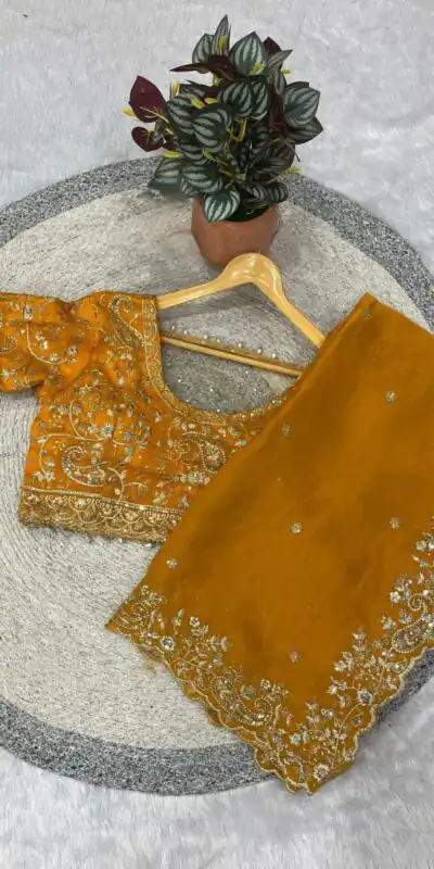 BT 3151 Mustered Fandy Satin Silk Saree with Sequins Work & Embroidery Work. Get it for ₹1949. Delivery 4-6 Working Days. Shop now. | Bollywood Sarees, Creative Sarees, Designer Sarees, Embroidered Sarees, Ethnic Saree, Modern Digital sarees, Party Wear Sarees, Sarees