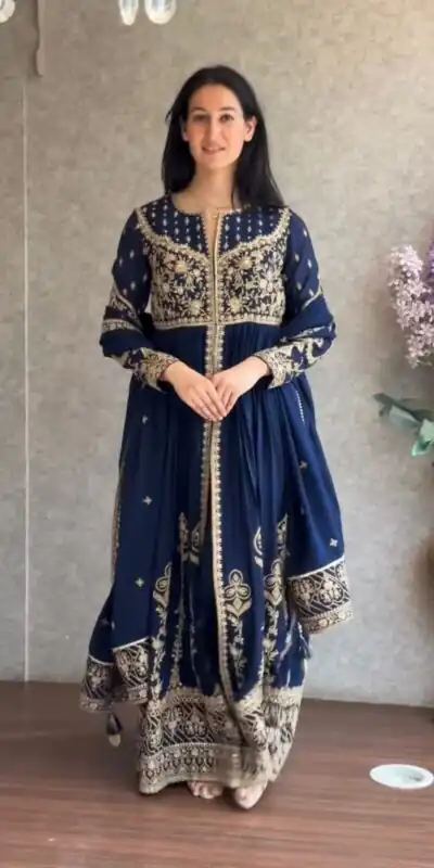 KD 1554 Navy Blue Faux Georgette Salwar Suit with Designer Work. Affordable Price ₹2549. Delivery 4-6 Working Days. Shop now. | Jump Suits, Straight Suits, Tops & Bottoms, Track Suits, Trendy Wear, Casual Suits, Creative suits, Designer Suits, Palazzo Suits, Party Wear Suits, Patiala Suits, Salwar suit