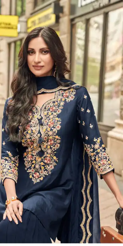 FC Sayuuri 5595 Navy Blue Georgette Salwar Suit with Embroidery Work & Lace Work. Special Price ₹3149. Delivery 4-6 Working Days. Shop now. | Jump Suits, Straight Suits, Tops & Bottoms, Track Suits, Trendy Wear, Casual Suits, Creative suits, Designer Suits, Palazzo Suits, Party Wear Suits, Patiala Suits, Salwar suit