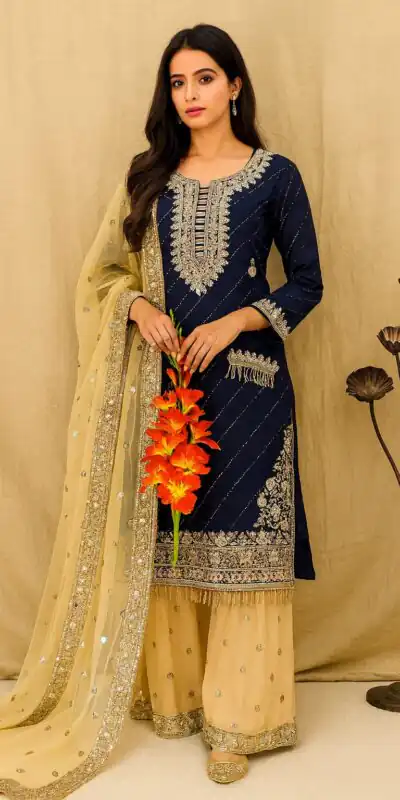 VLM 312 Navy Blue Fox Goargate Salwar Suit Perfect for Wedding, Party, Lohri, Housewarming, Anniversary – . Get it for ₹2399. Delivery 4-6 Working | Jump Suits, Tops & Bottoms, Track Suits, Trendy Wear, Casual Suits, Creative suits, Designer Suits, Palazzo Suits, Party Wear Suits, Patiala Suits, Salwar suit, Straight Suits