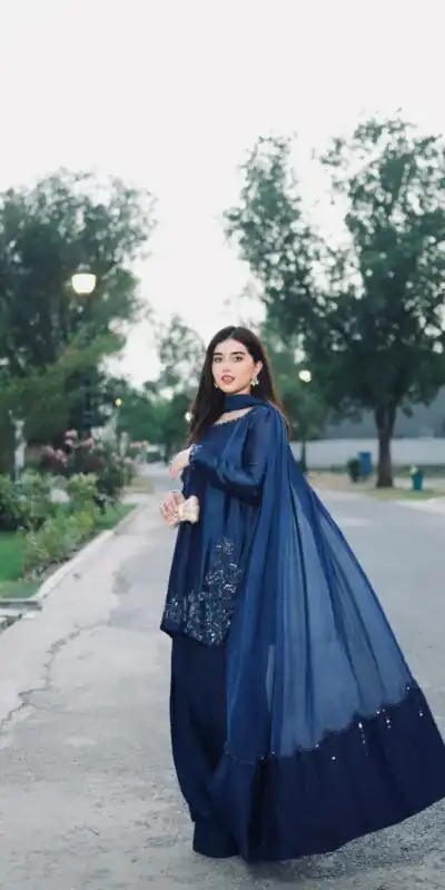 ZF 420 Navy Blue in Natural Crep Silk Embroidery Work Salwar Suit . Exclusive Offer ₹1899. Delivery 4-6 Working Days. Shop now. | Jump Suits, Straight Suits, Tops & Bottoms, Track Suits, Trendy Wear, Casual Suits, Creative suits, Designer Suits, Palazzo Suits, Party Wear Suits, Patiala Suits, Salwar suit